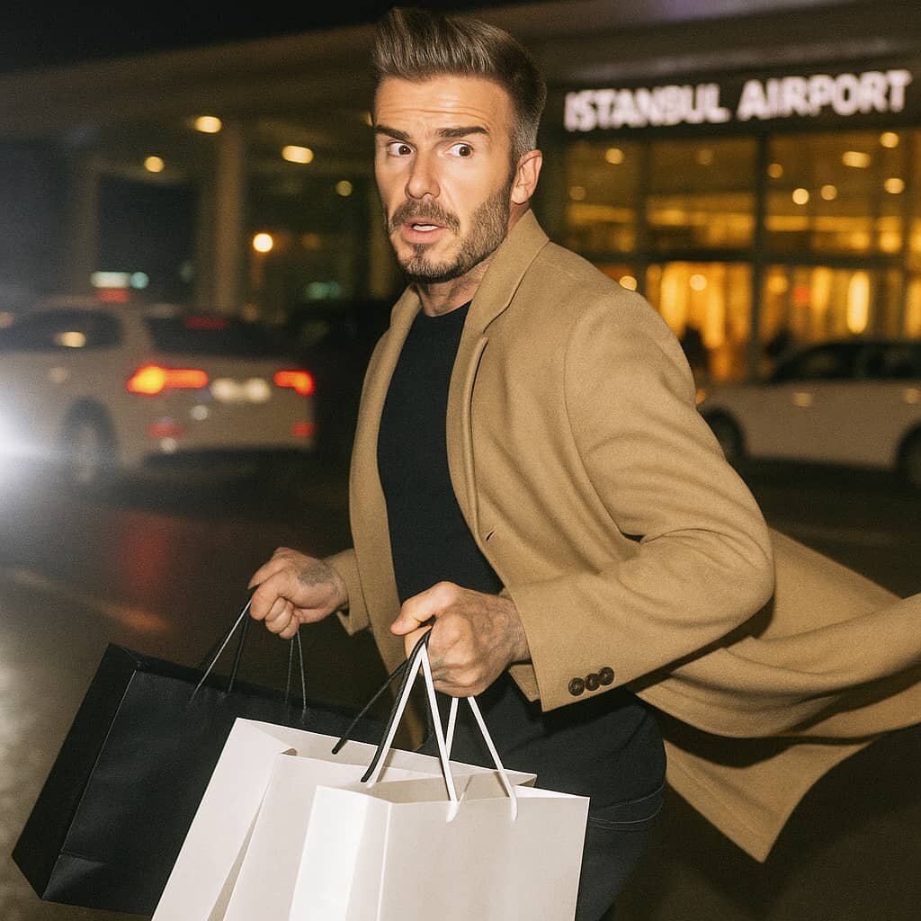david beckham in istanbul airport