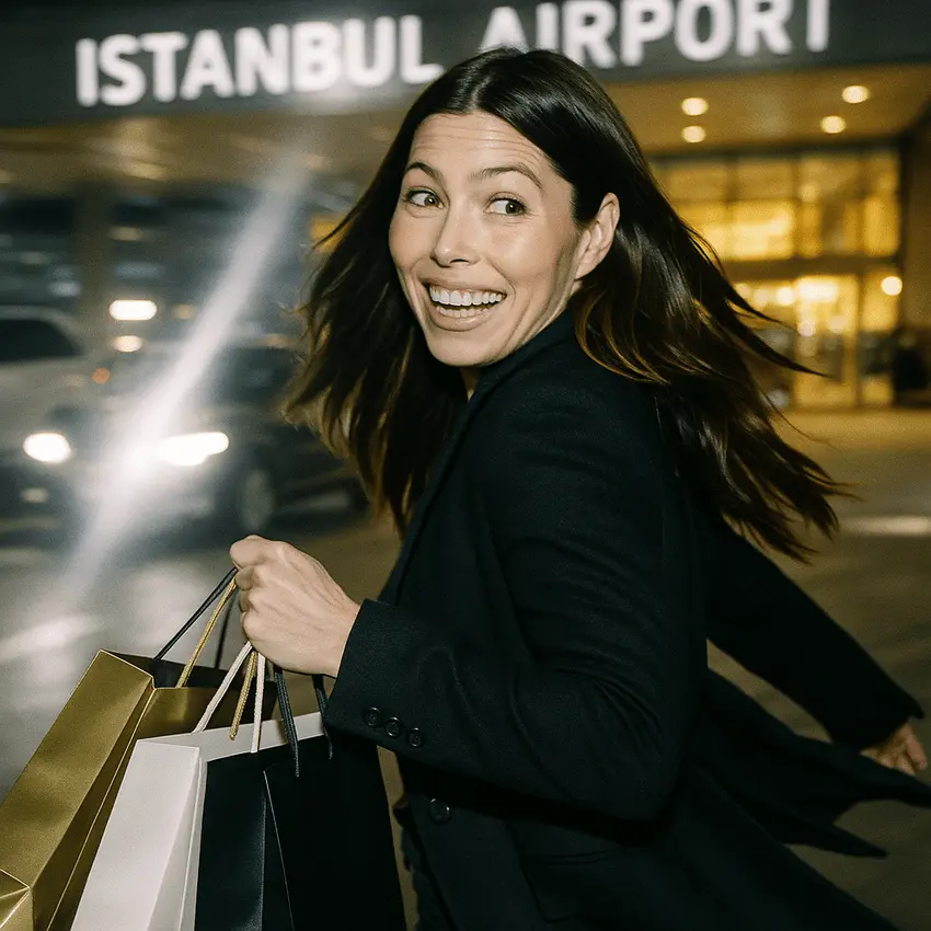 jessica biel at istanbul airport