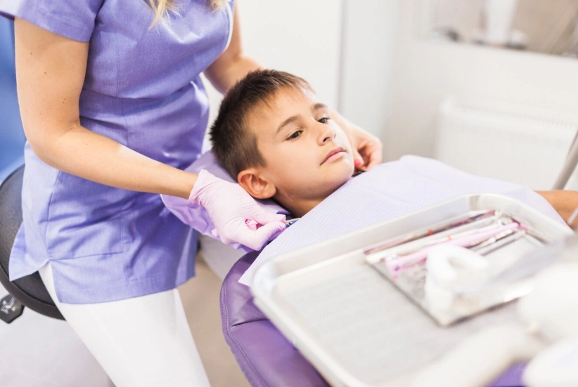 little boy at dentist