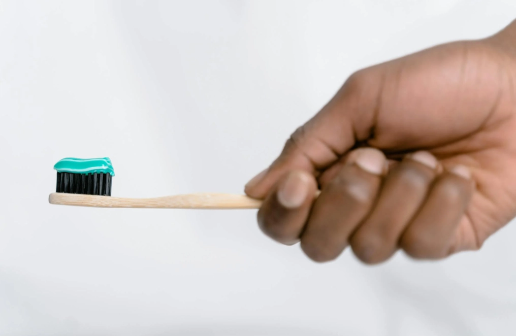 tooth paste on the tooth brush