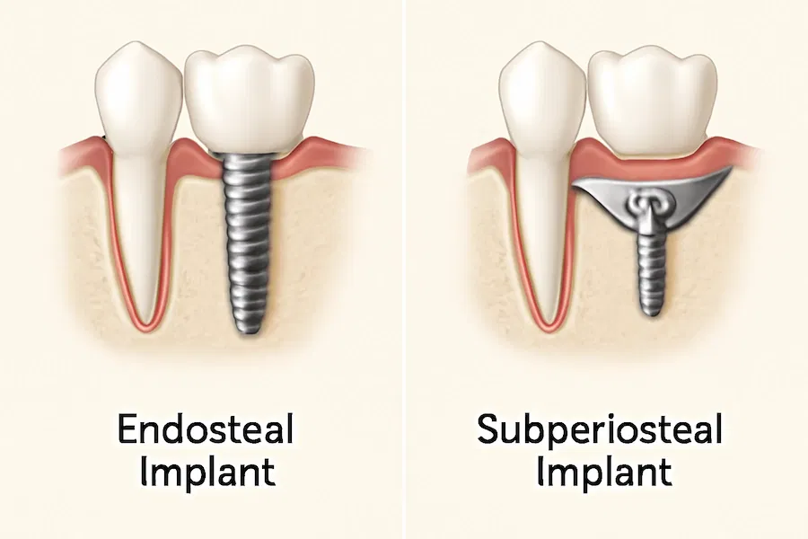 difference between endosteal and subperiosteal implants